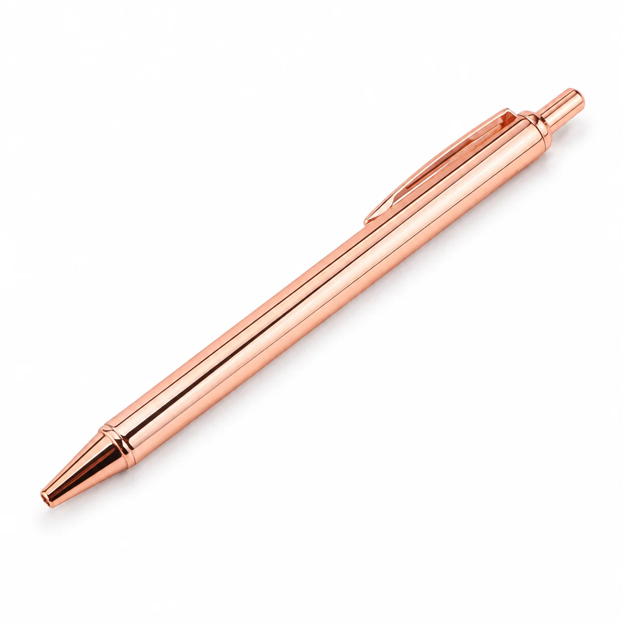 Electroplated Rose Gold Ballpoint Pen, Retractable Metal Click Pen with Smooth Writing for Business