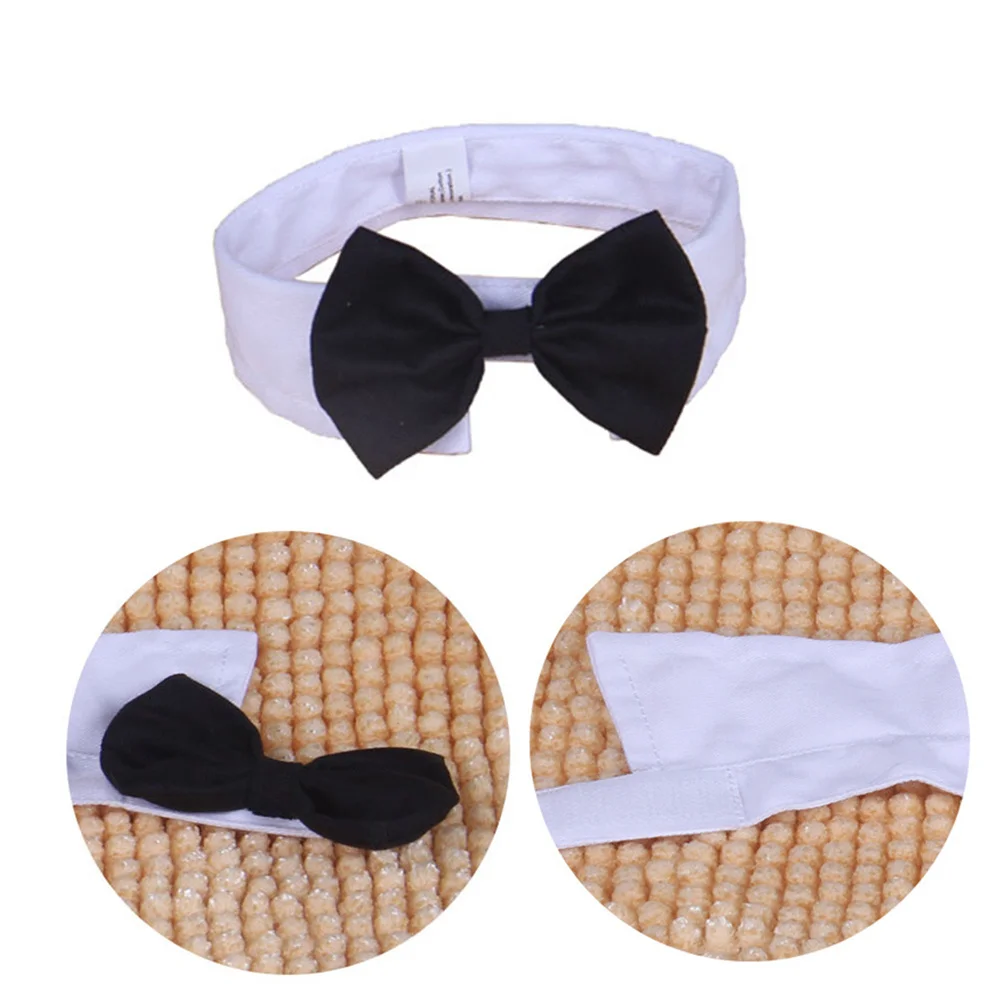 

Pet Bow Tie Dog Neck Tie Collar Soft Comfortable Premium Material Formal Wear for Dogs White Black Cotton Size L