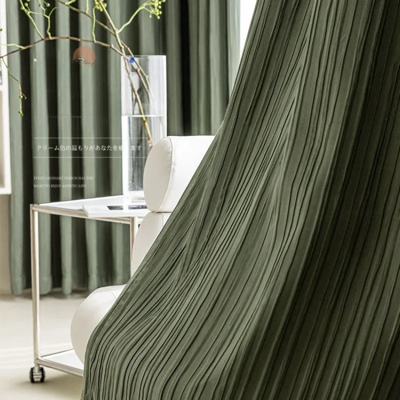 

Matcha Green Japanese Style Curtains for Living Dining Room Bedroom Cotton and Linen Thickening Blackout Curtains Customization