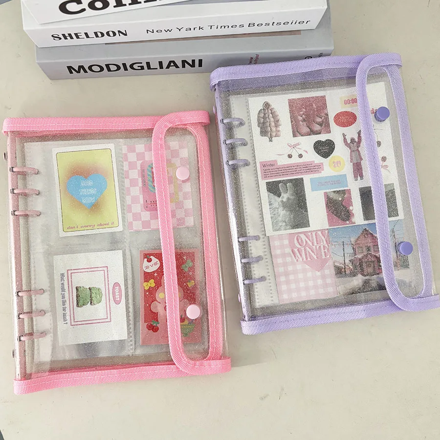 A5-Ordner mit doppelter Schnalle, 10 Stück Nachfüllhüllen, Taschen, DIY-Fotosammelbuch für lose Blätter, Kpop-Organizer-Halter – Detail 12
