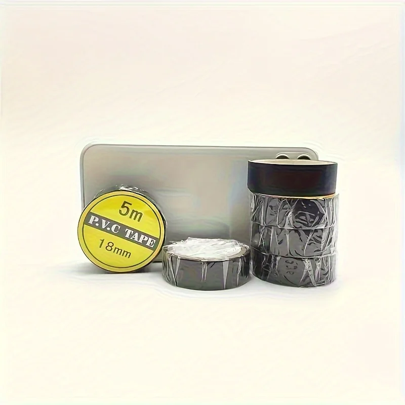 5 Rolls of High-Temperature Resistant Black Electrical Insulation Tape | Industrial-Grade Durable and Flexible Material | Suita