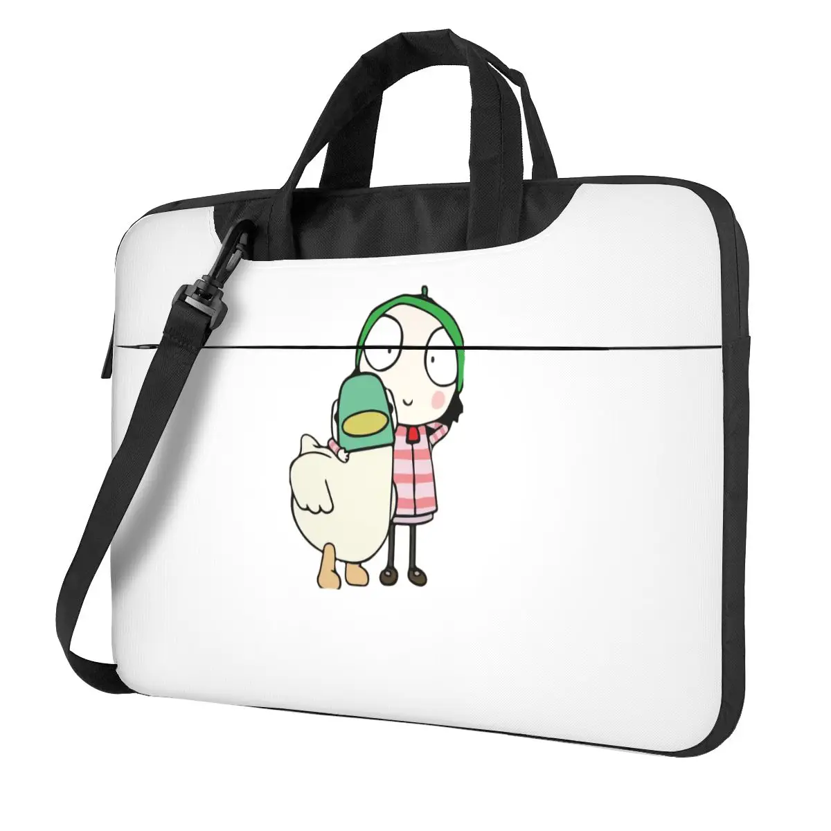 Sarah And Duck Having Fun Crossbody Laptop Bag Case Computer Bag Resistant Protective Notebook Pouch for Macbook Pro Lenovo