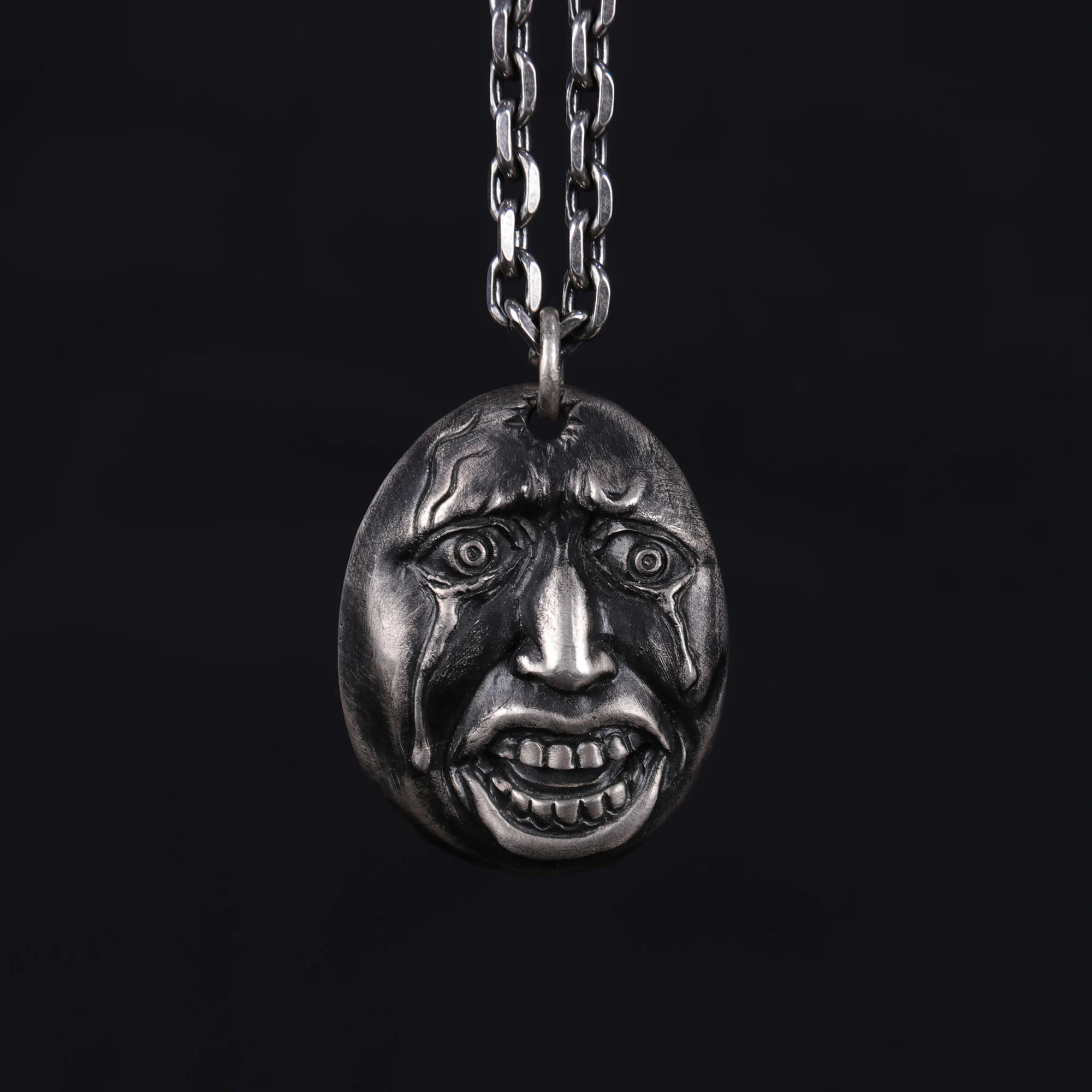 Handmade 27g 925 Sterling Silver Behelit Scream Face Pendant Beherit Necklace