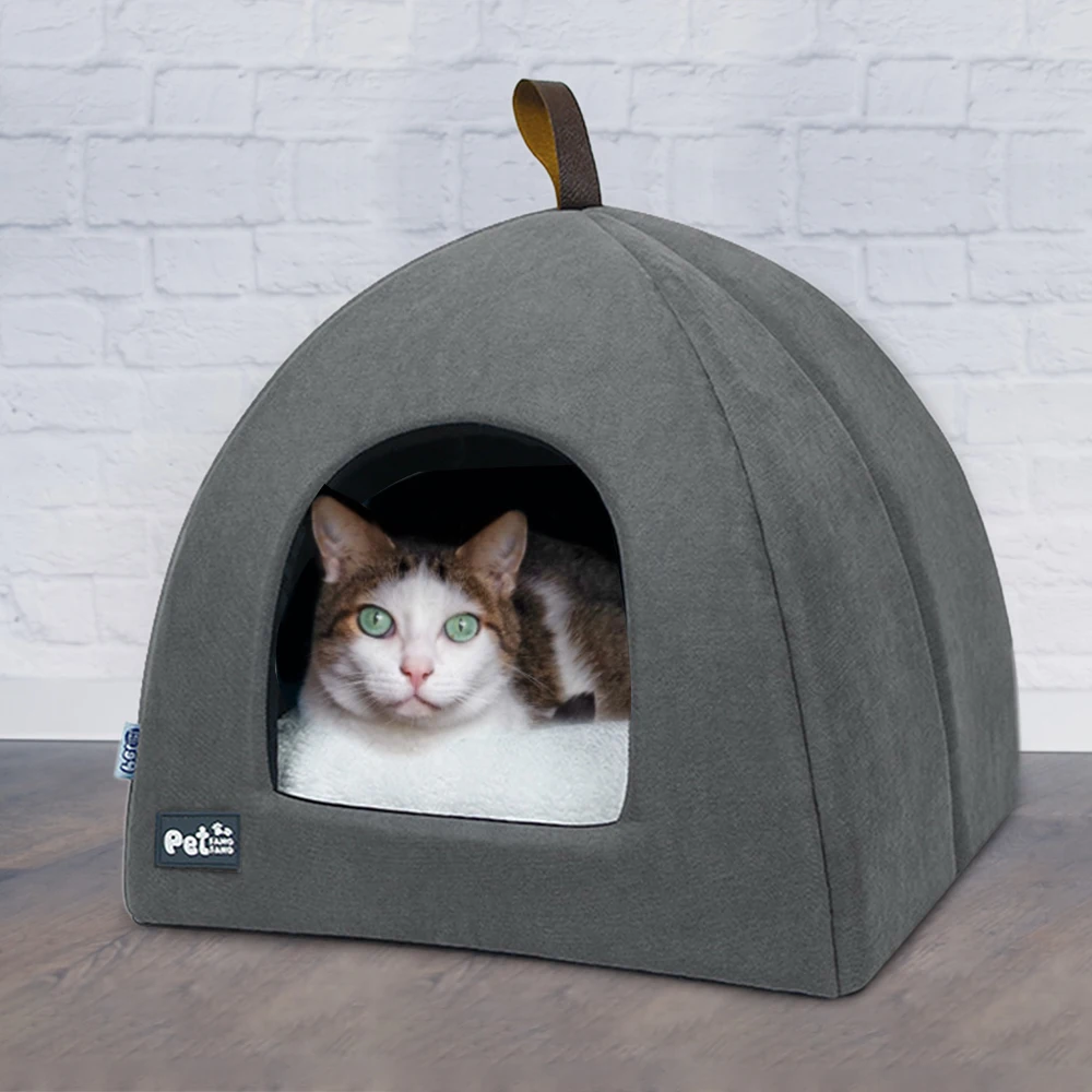 Foldable Cat Bed Breathable Cat House Indoor Pet Tent Dog Bed with Mat