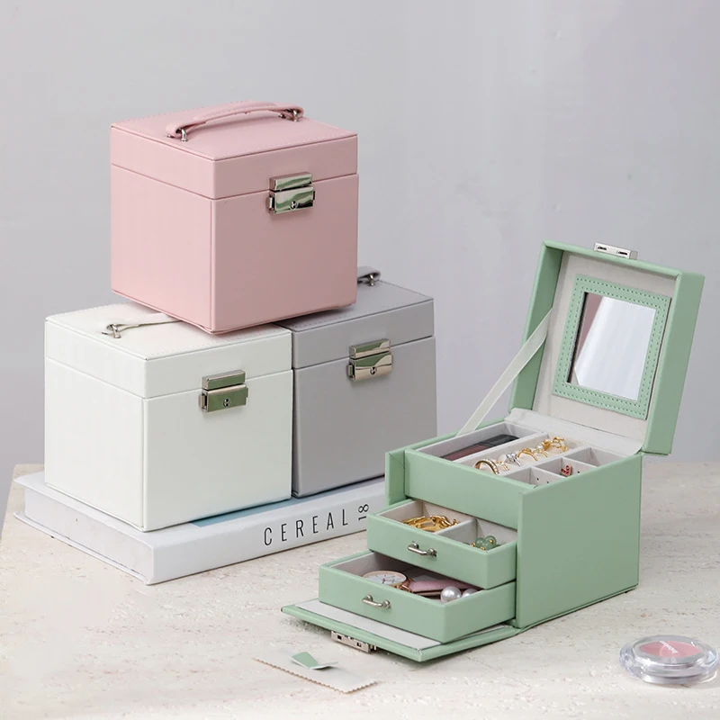 

Шкатулка для хранения украшений женская, многослойная, с выдвижными ящиками, защита от окисления, органайзер для ювелирных изделий, футляр для демонстрации серег, колец, ожерелий