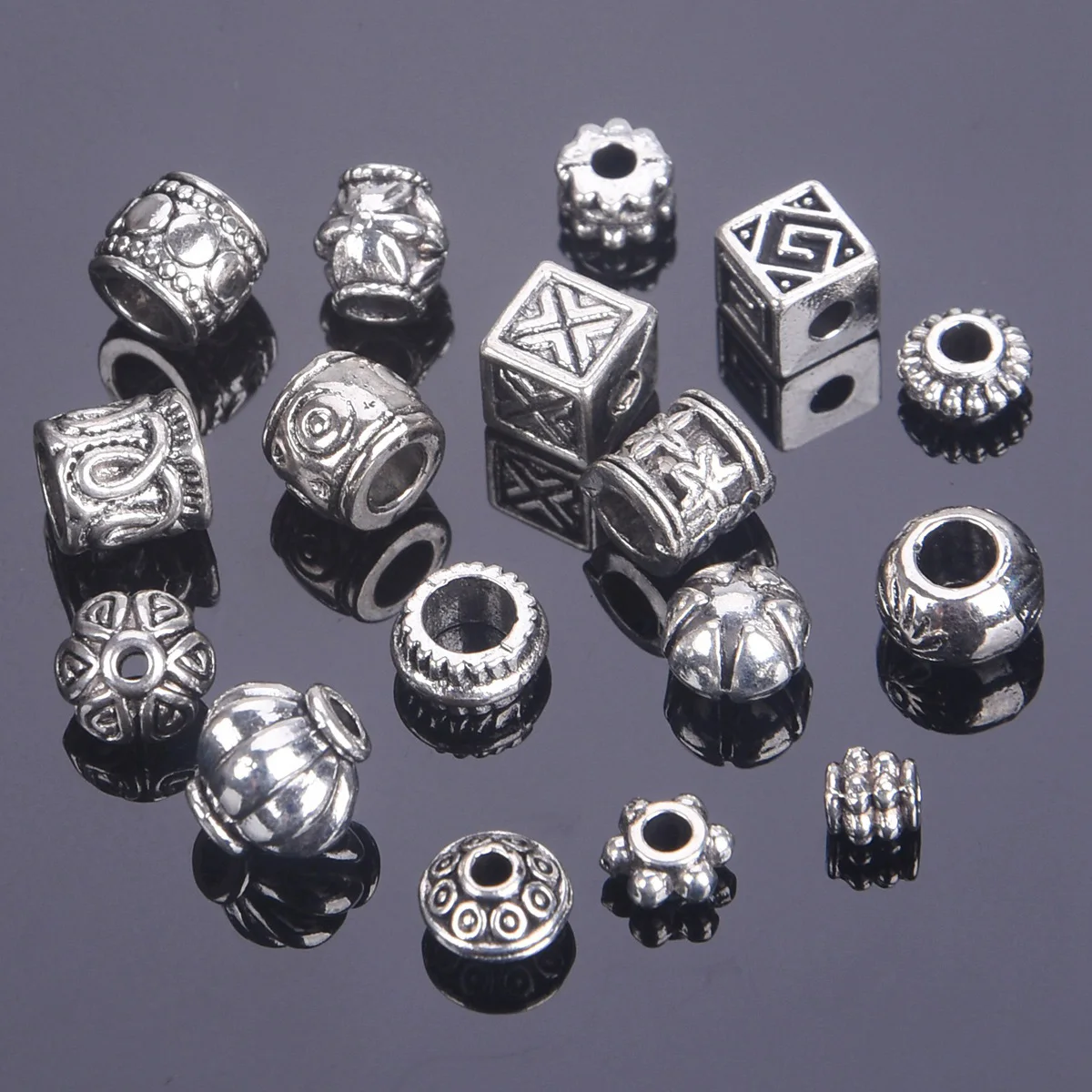 50PCS Tibetan Silver Color Loose Metal Alloy Spacer Beads For Jewelry Making DIY Crafts Findings