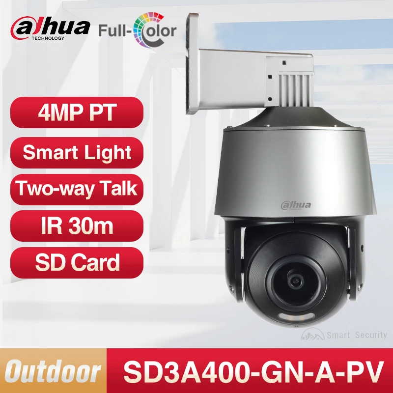 Dahua 4MP HD полноцветная Пт-камера, умные двойные осветители, двухстороннее аудио, защита безопасности, IR 30m, мини-система видеонаблюдения, стандартное PoE