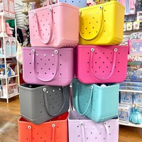 M/L/XL Fashion Beach Bags EVA Rubber Waterproof Storage Baskets Travel Shopping Handbag Women Shoulder Solid Color Tote Bag