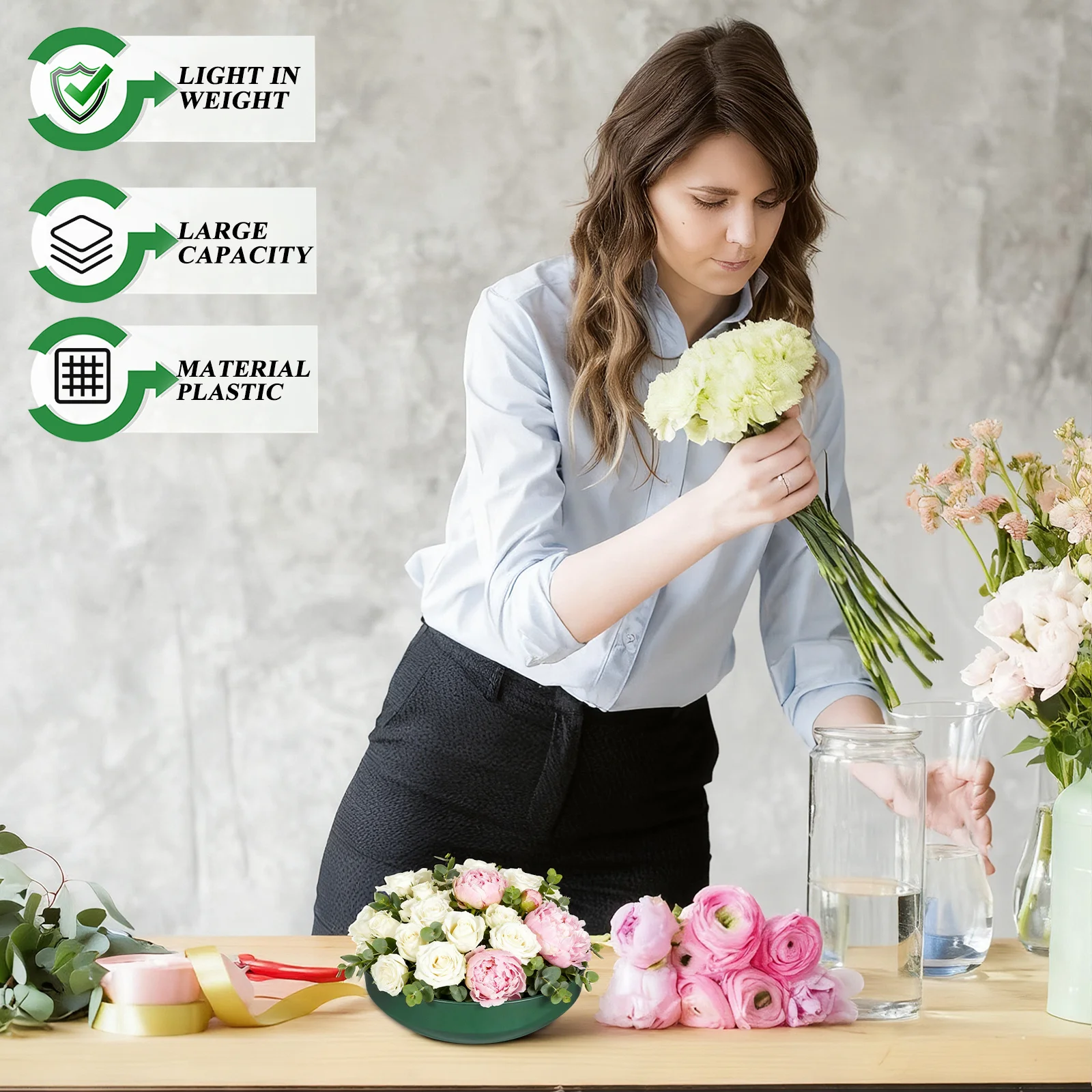 

10Pcs Round Needle Tray Durable Flower Foam Trays Simple Design for Professional Flower Arrangements and Landscaping