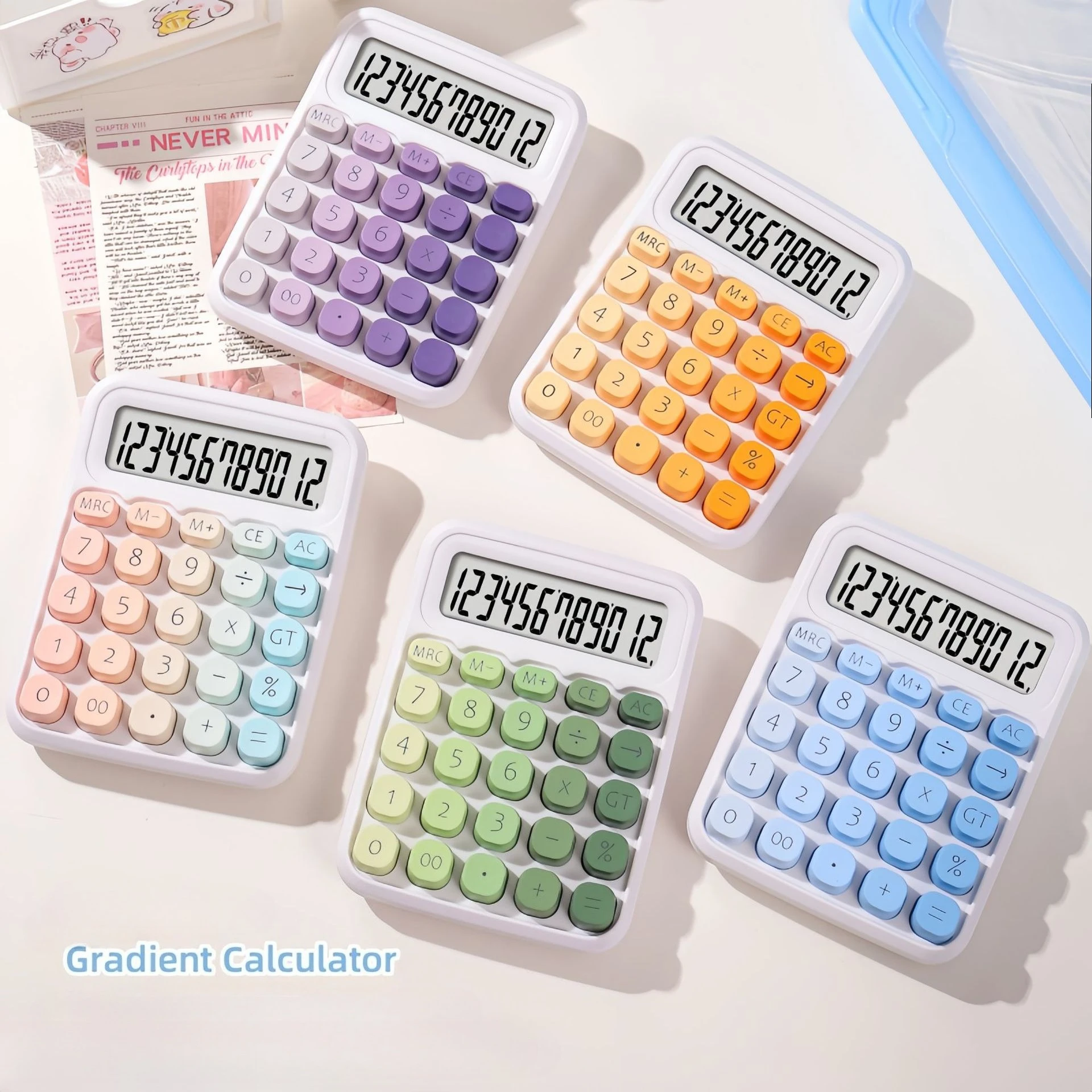 

Калькулятор с градиентной кнопкой, электронный калькулятор с большим экраном, 12-значный студенческий калькулятор