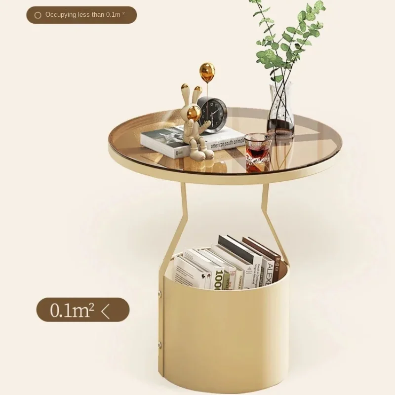 Rock tea table home living room side table balcony small tea stand bedside cabinet iron cream wind table modern furniture