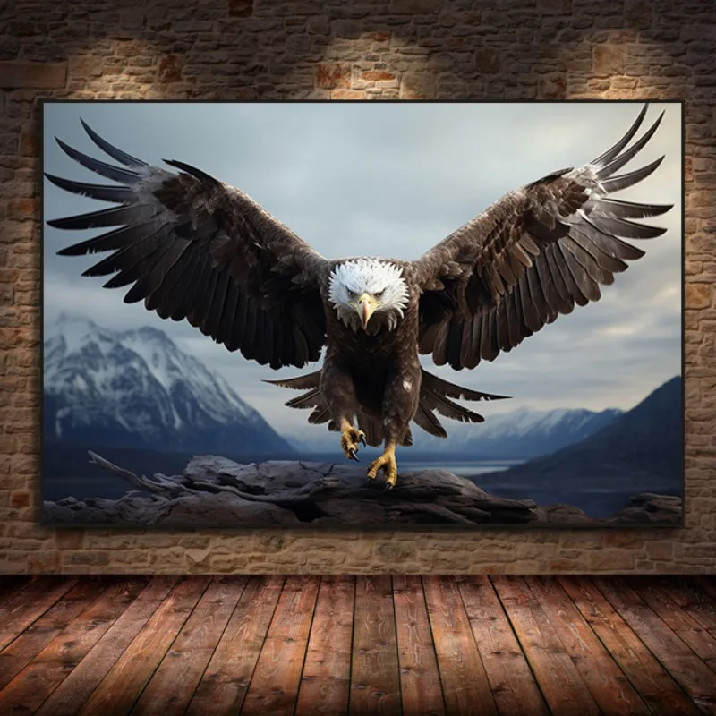 American Eagle Flying in The Sky Canvas Painting Posters and Prints  Soaring Predator Wall Art Pictures Living Room Home Decor