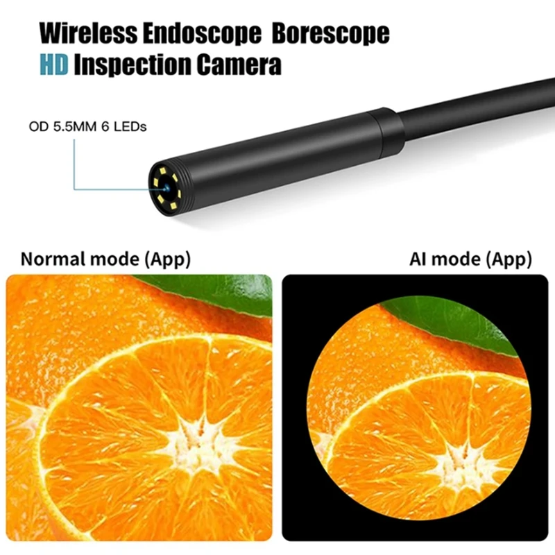 新しい電話ユニバーサル 5MP HD ワイヤレス内視鏡カメラ 5.5 ミリメートルレンズ Led ライト 5 メートルハードケーブル IP67 検査ボアスコープ