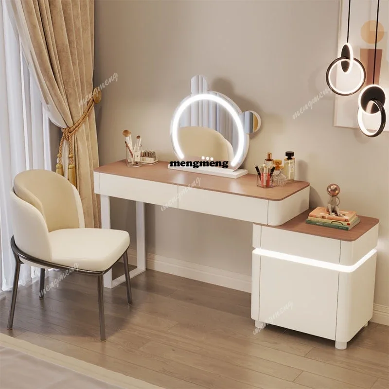 Nordic New Style Makeup Vanities Bedroom Simple Ambient Light High-end Makeup Vanities Storage Solid Wood Furniture Kaptafel JTM