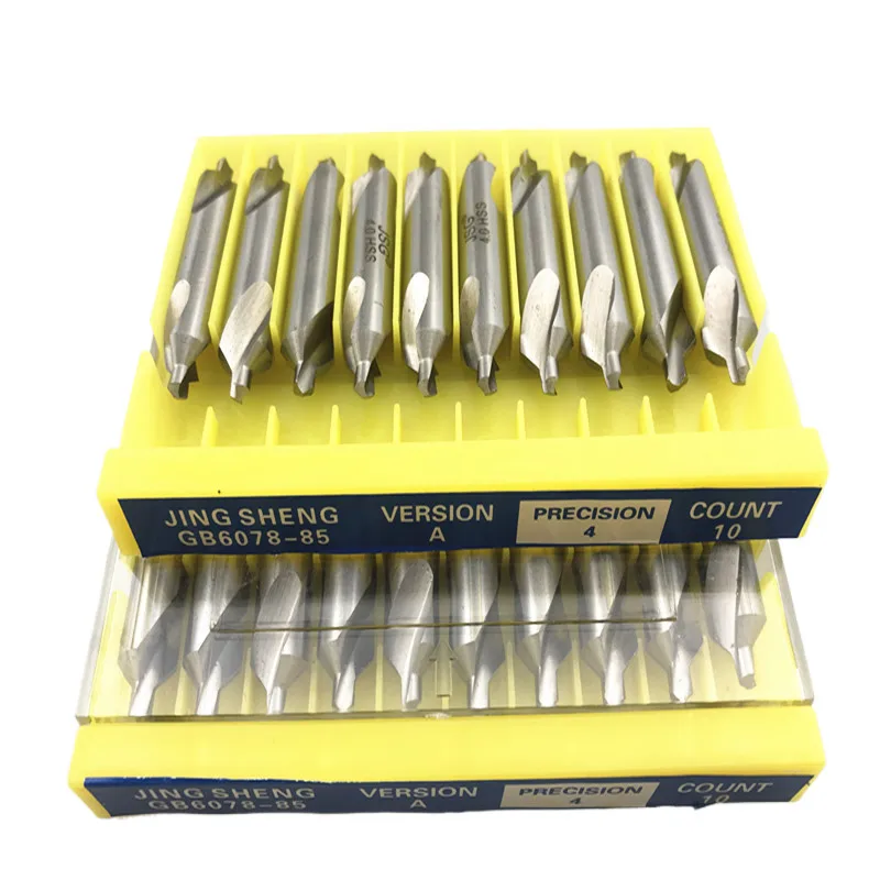 Used for Metal Processing Chamfering Positioning CNC Lathe Drill Bits, A-Type R-Type Center Drill 1.0~6.3mm, 10pcs 60°/90°