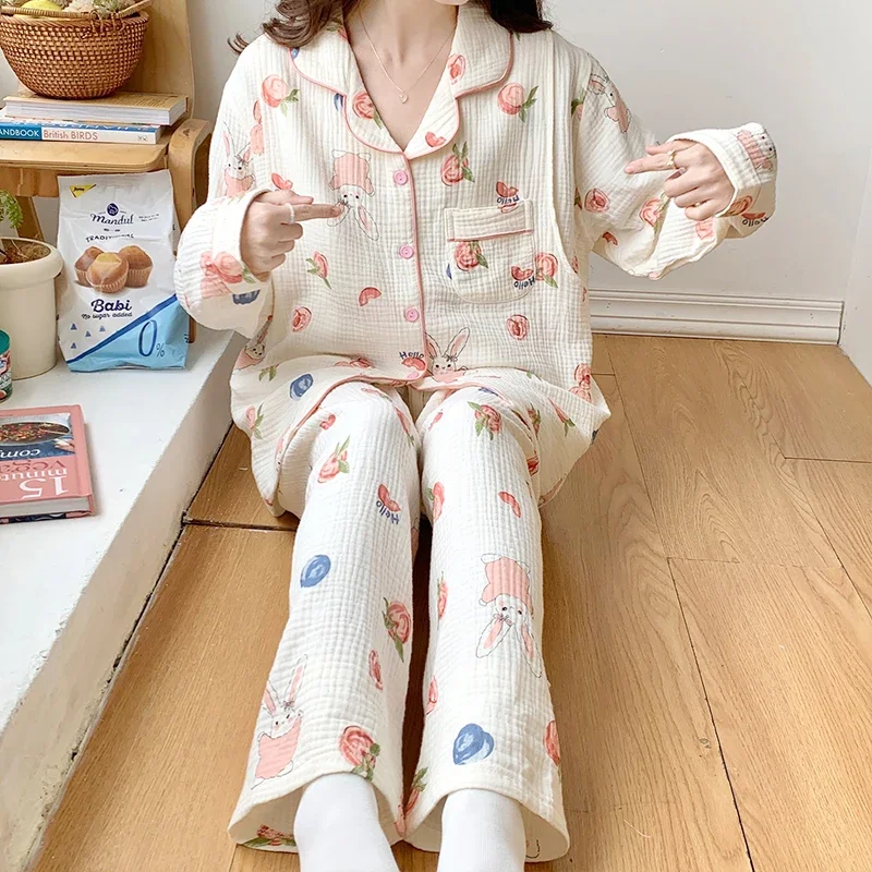 100% Cotton Double Gauze Maternity Nursing Sleepwear Set Spring Summer Lacation Breastfeeding Pajamas Pregnancy Home Hospital