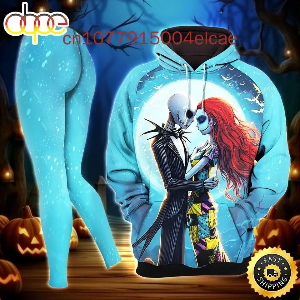 New Disney Sally Hoodie And Leggings Women\'s Custom Nightmare Before Christmas Hoodie Yoga Pants Sweatpants Fashion Sets