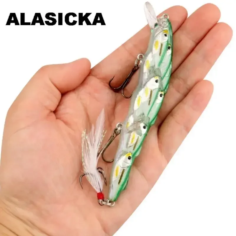 

ALASICKA 1pcs 12cm 15g Wobbler Relax Perch Trout Making Feather topwater Accessories Artificial Hard Bait Bass Minnow Crankbait