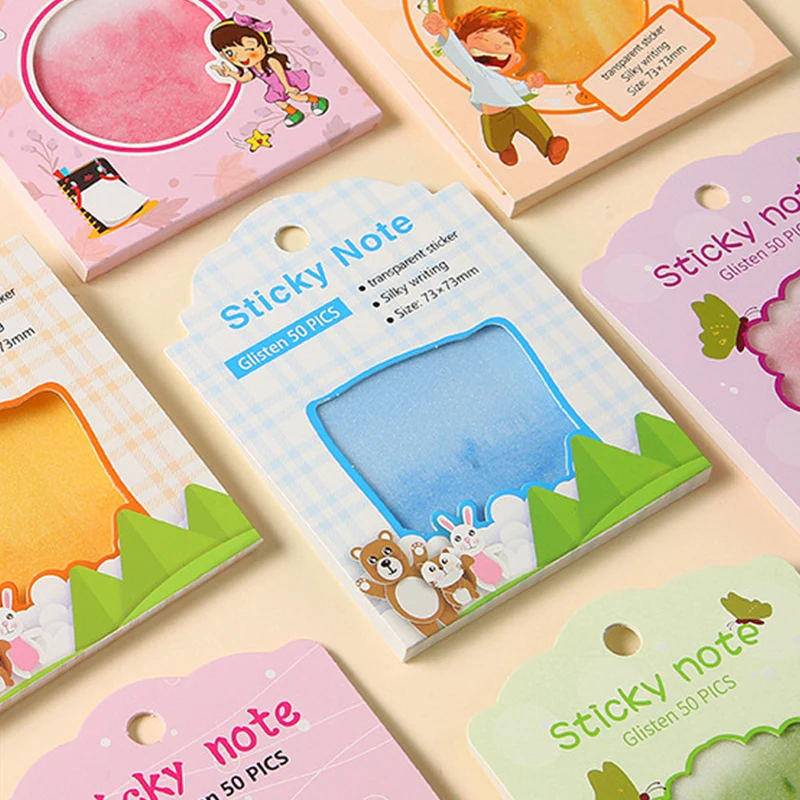 40Sheets Cartoon Colorful Flowing Light Transparent Index Tabs PET Sticky Note Page Marker Planner Stickers Office Supplies