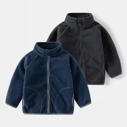 High Quality Boys And Girls' Long Sleeved Fleece Zipper Sweater Children's Casual Hoodie Boys Children Treasure Top Outwear