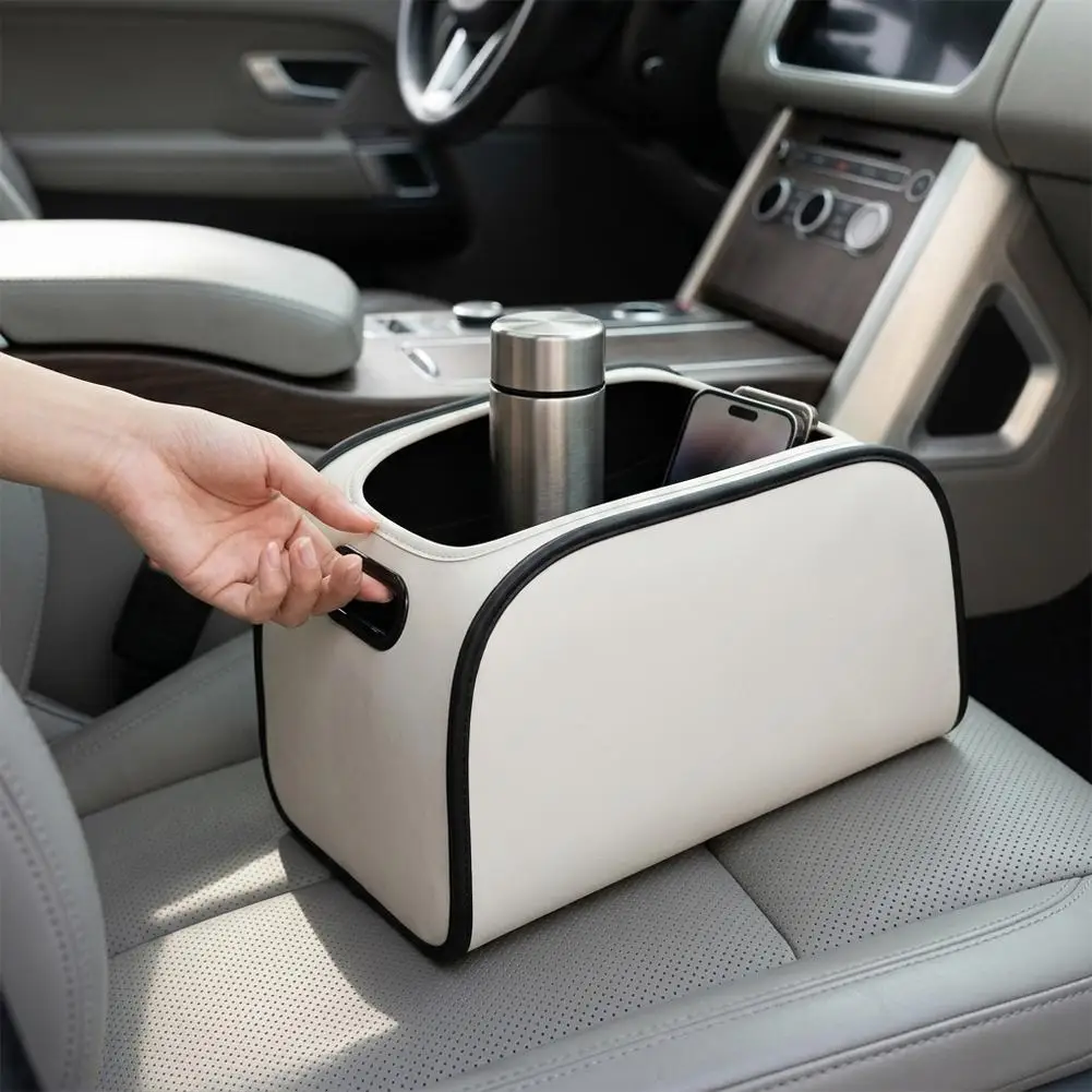 Großer Auto-Sitz-Organizer, universelle tragbare Aufbewahrungstasche mit seitlichem Reißverschluss, verschleißfestes PU-Leder – Detail 4