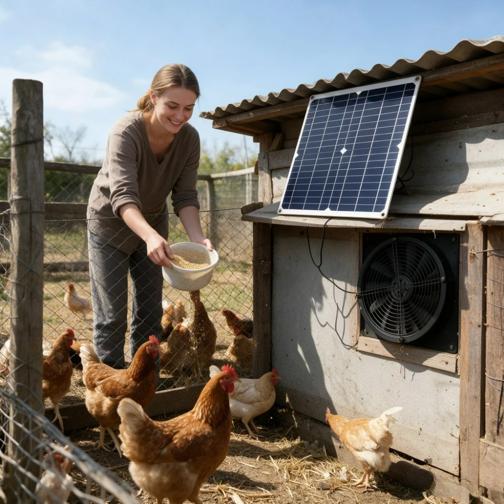 15W Solar Powered Fan Kit Solar Panel Ventilation Fan for Storage Shed Chicken Coop Dog Kennel Outdoor Warehouse Greenhouse Pet