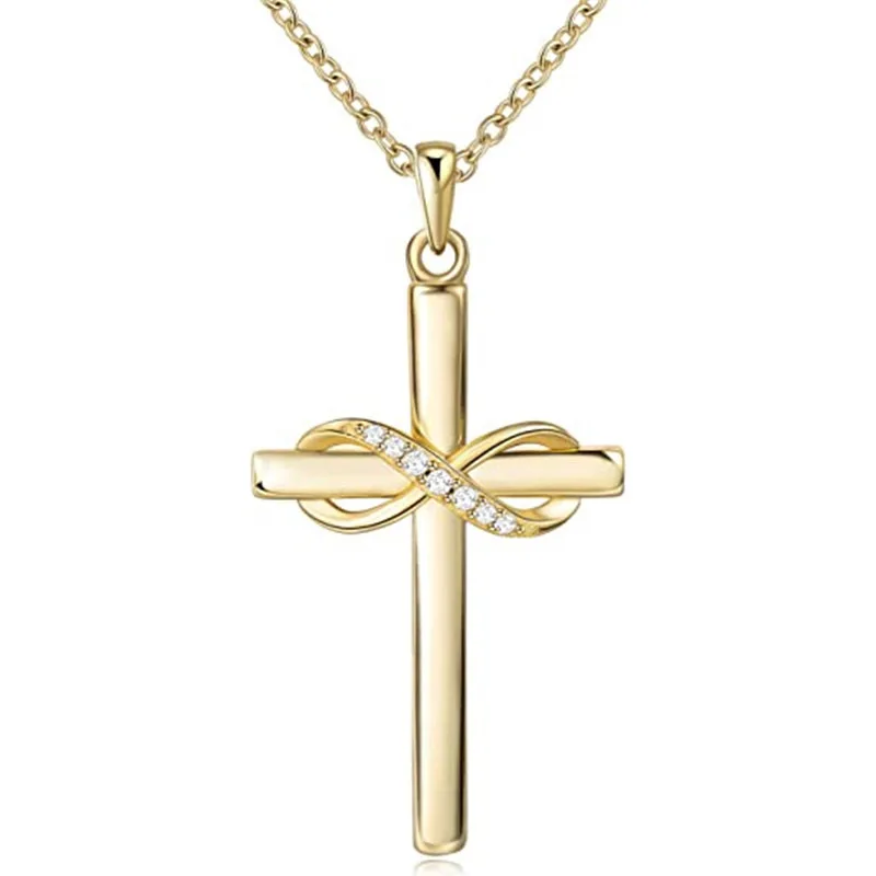 

Hip Hop Necklace Infinity Symbol 8 Zircon gold Pendant Cross Trendy Necklace Trendy Bestseller