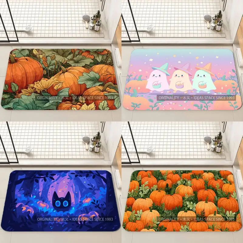 

Pumpkin Floral Pattern Mat Living Room Decoration Home Sofa Non-Slip Carpet Study Bedroom Tatami Children'S Soft Floor Mat