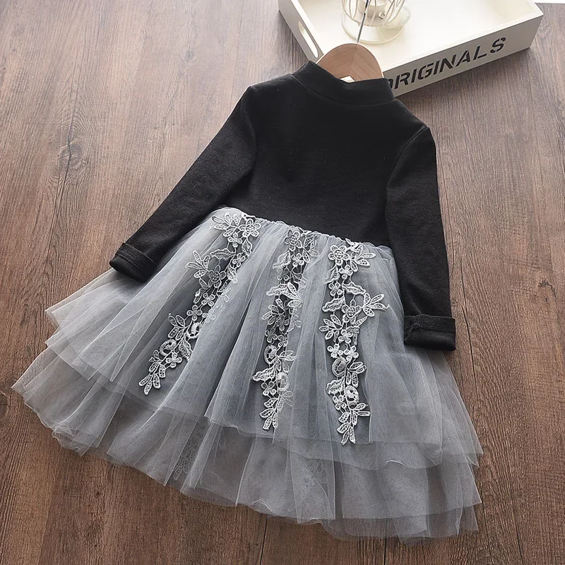 Autumn New Style Baby Girls Long-sleeved Knitted Gauze  Dress Children's Girls Fashion  Pricess Dresses