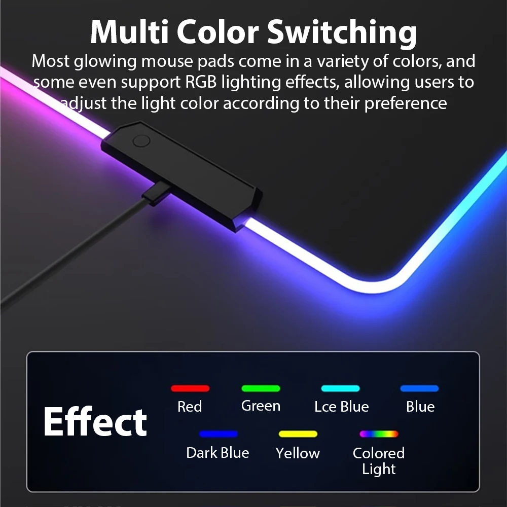 XXL LED Mouse Pad Anti-Slip Rubber Mouse Mat Computer Keybosrd PC Gamer Desk Mat Stitched Edge Large Office RGB Gaming Mousepad