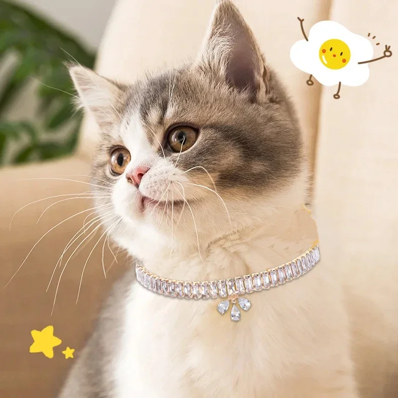 Pet Cat Necklace Jewelry Diamond Bow Tie Clover Pendant Collar Dog Adjustable Collars Pets Decoration Supplies Cats Accessories