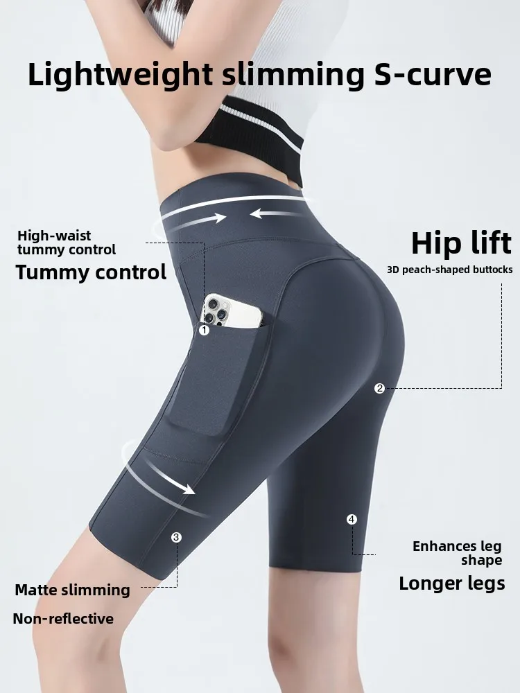 Hoge Taille Ijs Zijde Yoga Broek Vrouwen 2023 Nieuwe Sle Vijfkwart Sport Bot Aped Afslanken Bovenkleding Fitn broek