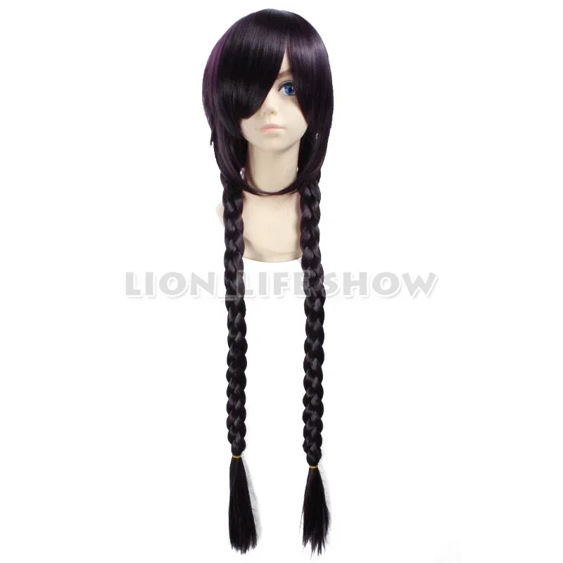 Black Lagoon Rosarita Cisneros Touko Fukawa Dark Purple Braided Cosplay Wig Roberta Long Hair Wigs