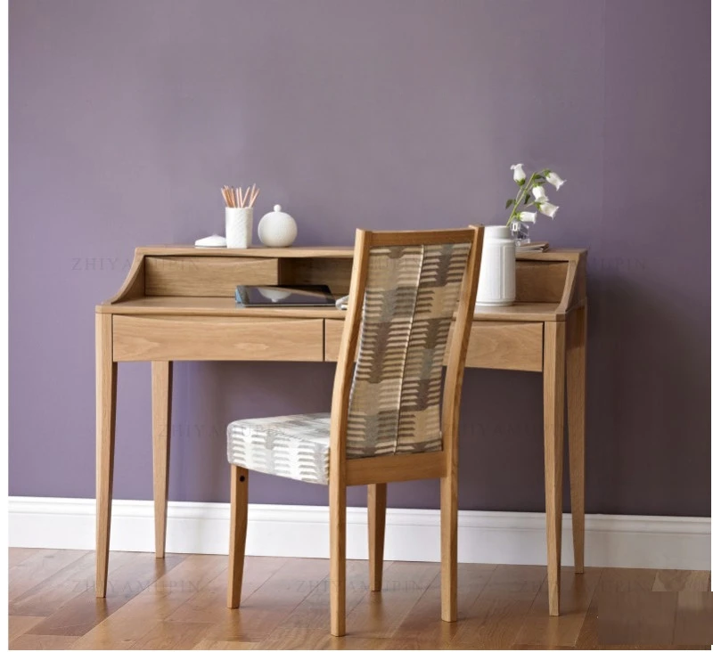 Nordic Style Full Solid Wood Desk Modern Minimalist Oak Table Home Study Calligraphy Desk Computer Desk Dressing Table