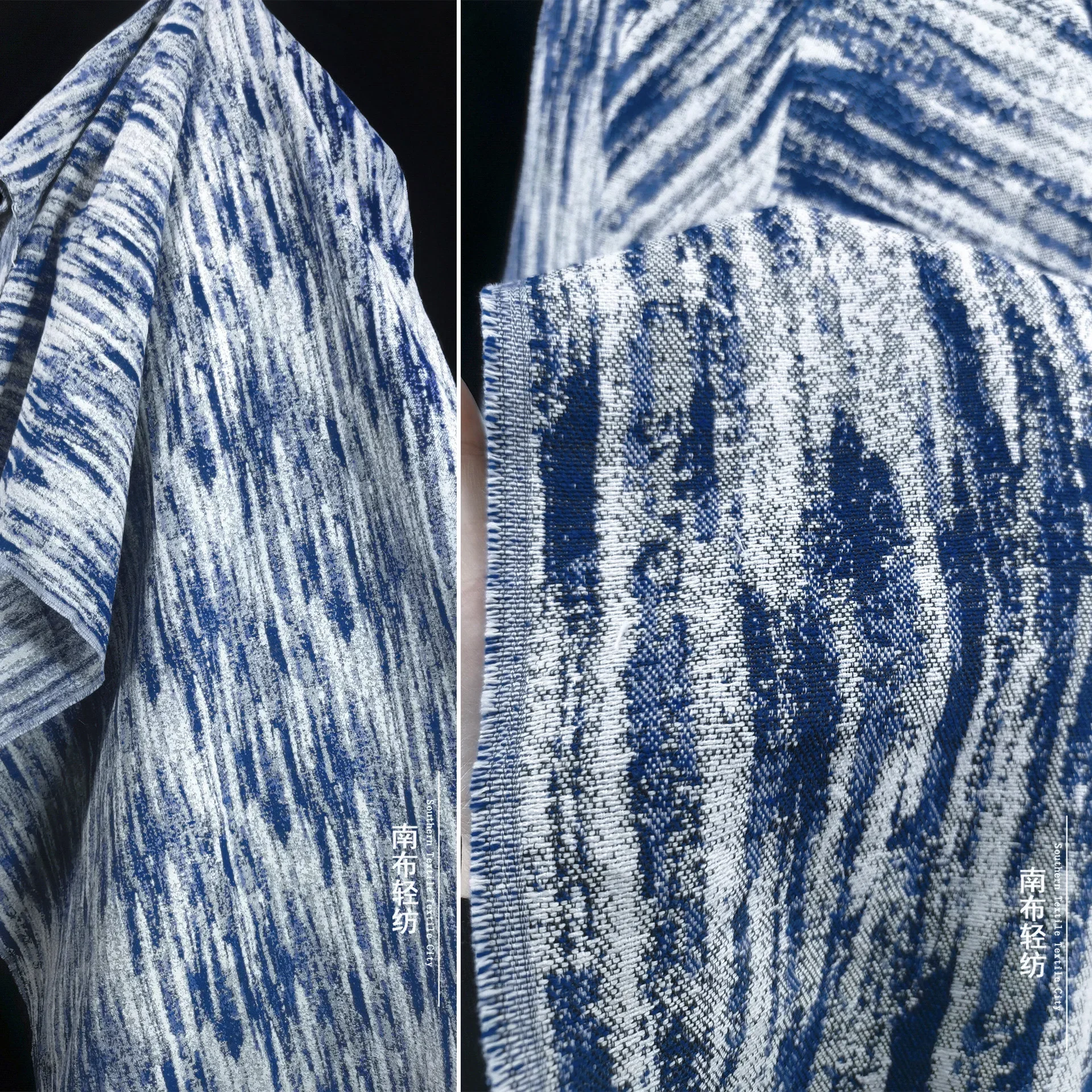 

Рваная темно-синяя жаккардовая джинсовая ткань: креативная ткань оптом за метр для пошива курток, юбок и рукоделия