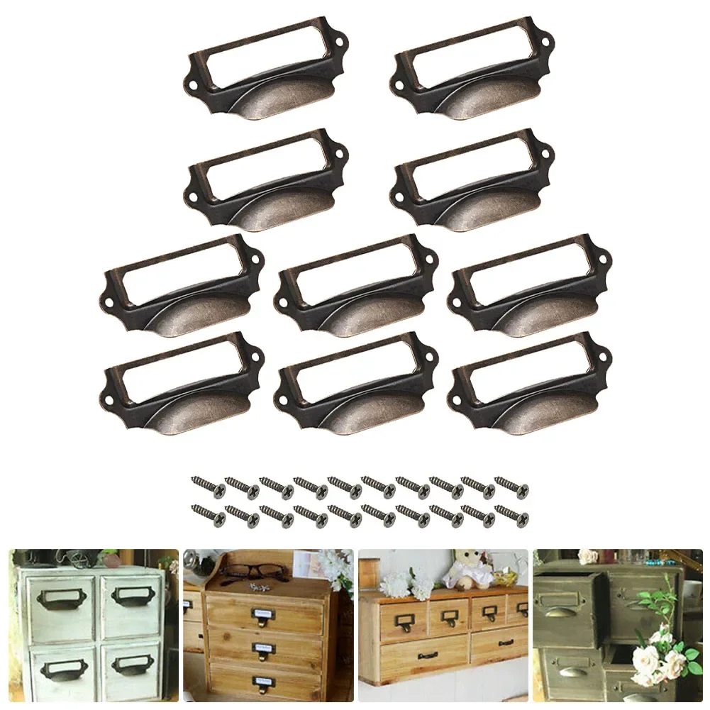 10 stücke Retro Schublade Label Tag Pull Griff Schmuck Box Schrank Rahmen Datei Karte Halter Für Möbel Schrank Schublade Box Fall bin