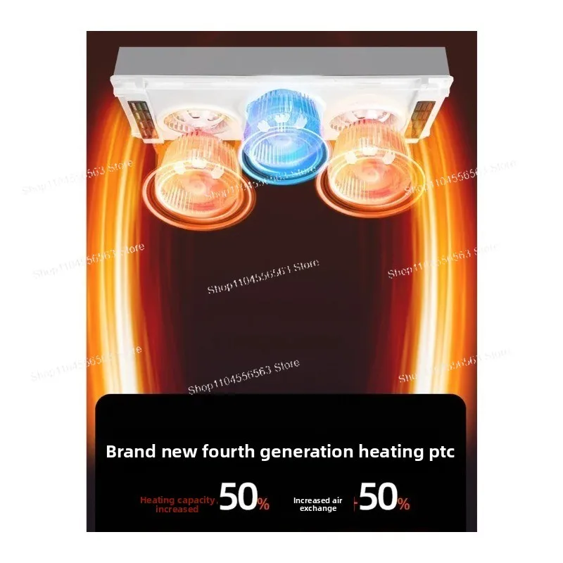 Dispositivo de teto integrado multifuncional para banheiro 220V - calor + exaustor + iluminação 3 em 1