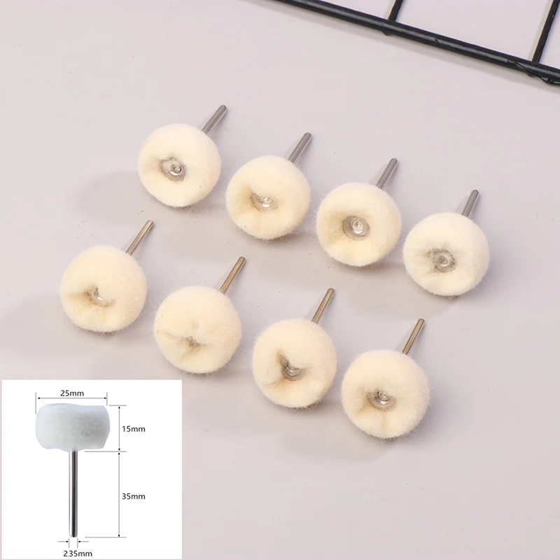 10Pcs Mini Wool Polishing Head 3mm Shank Buffing Wheel Polish Brush Drill Rotary Abrasive Brush Hand Grinding Buffing Tools