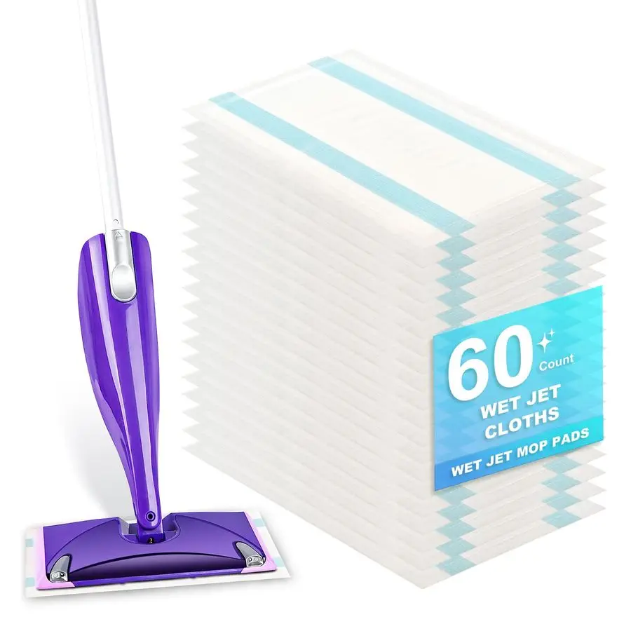 

Сменные влажные салфетки Count Wet Pads для швабры Swiffer Wet Jet Spray Mop, изготовленные из высококачественного хлопка, 5-кратно более впитывающие, подходят для всех типов полов.