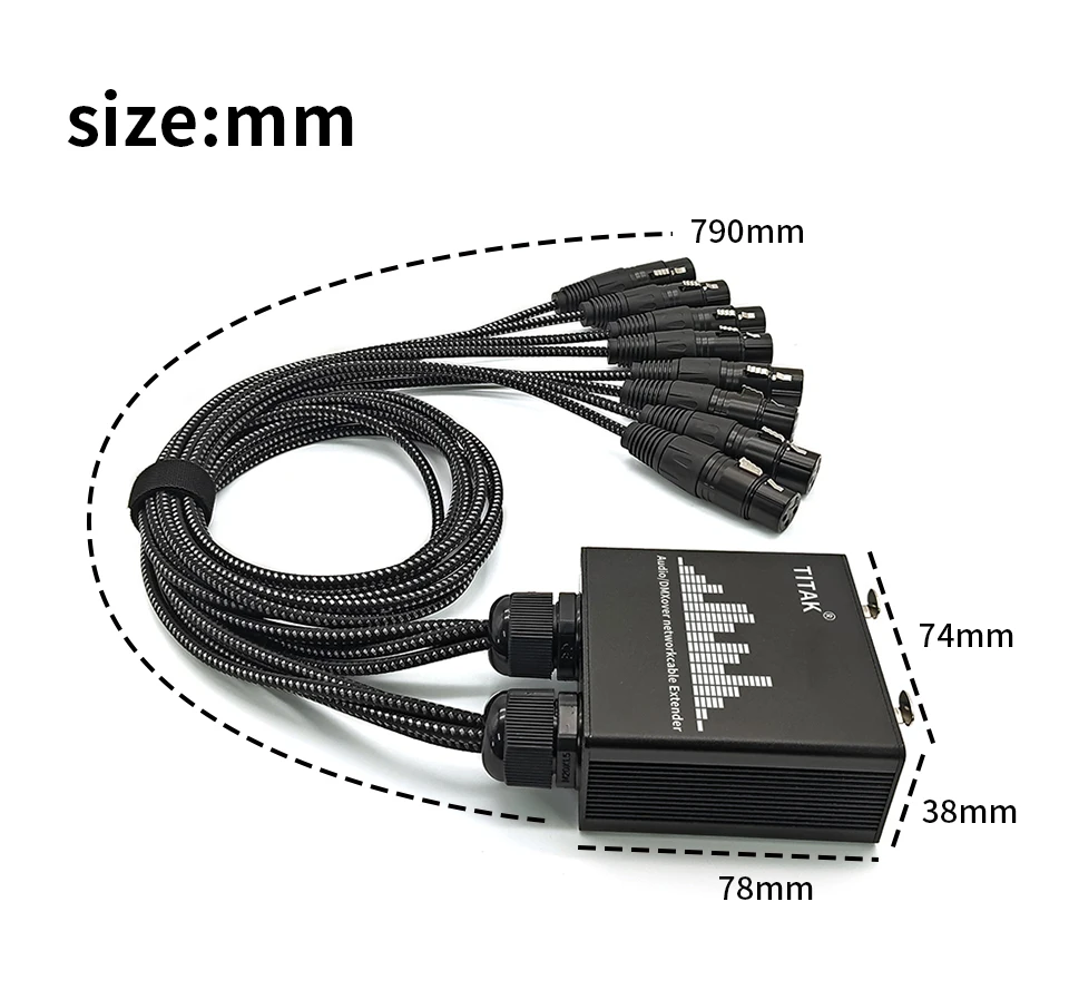 RJ45 zu 8-Kanal-XLR-Audio-Extender, abgeschirmter Netzwerk-Signalverstärker für Live-Bühnen-Sound, Beleuchtung und Aufnahmestudio – Detail 7