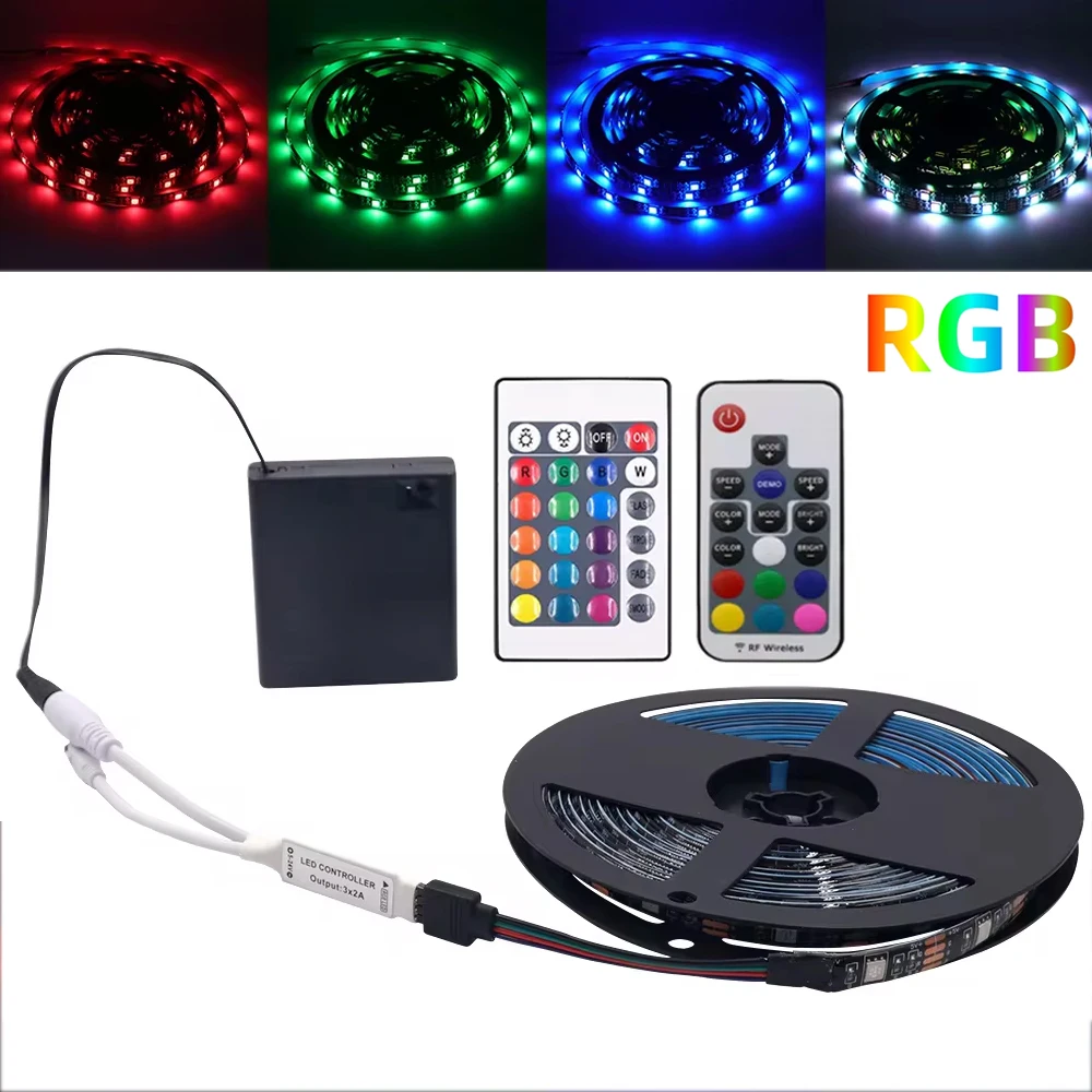 

5V LED Lights Strip RGB 5050 30LEDs/m Battery Powered PC TV Backlight IR RF Remote Control Flexible LED Tape RGB Light Strip