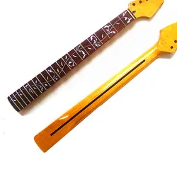 22 Frets Yellow Color Tree of Life Maple Electric Guitar Neck Guitar Parts Wholesale Musical Instruments Accessories