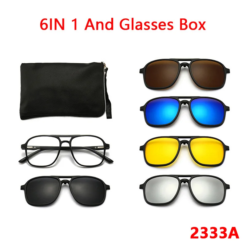 6 In 1 Men Women Reading Sunglasses Polarized Optical MagneticClip on Magnet Prescription TR90 Glasses Frame