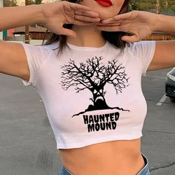 Sematary i Love Haunted Mound goth aesthetic streetwear  crop top Female streetwear  goth 2000s clothing tee