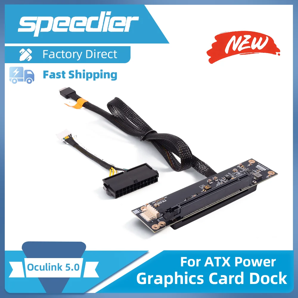 

Внешняя графическая док-станция Oculink, док-станция для графического процессора, частота передачи 64 Гбит/с, прямой локтевой кабель, 8-контактный, совместимый с блоком питания ATX 800 Вт