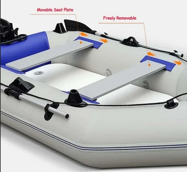 Professional Inflatable Boat Raft with Electric Motor Set 0.7mm PVC Dinghy Canoe Tear-Resistant Foldable Fishing Boat for River