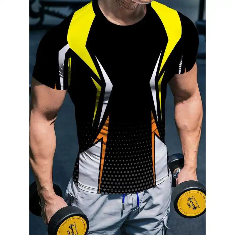 Men'S High-Stretch Quick-Dry Contrast Fitness Top Tech-Line Athletic Short Sleeve Tight Muscle-Defining Moisture-Wicking Breatha