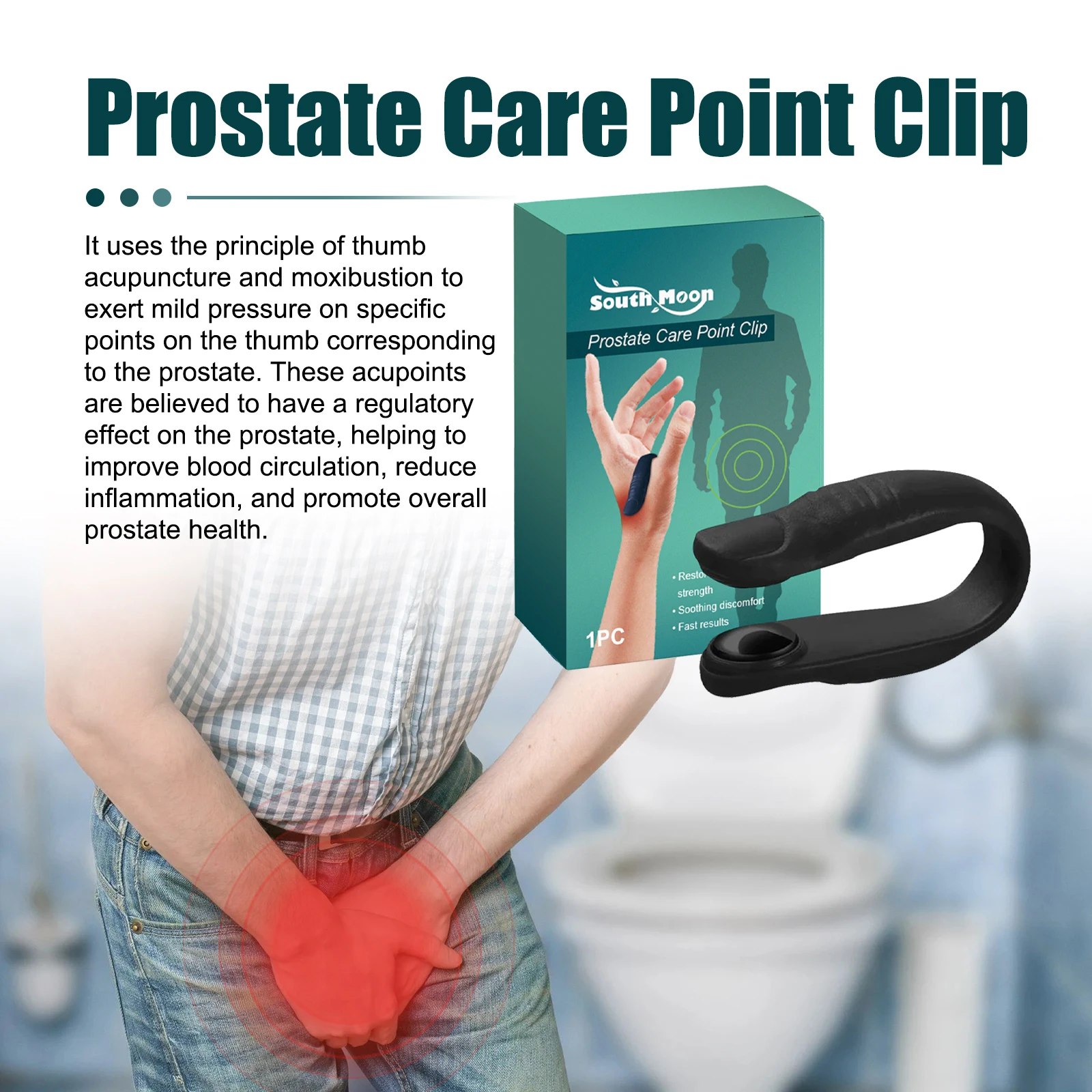 Men's Portable Herbal Refreshing Gentle Acupoint Massage Clip, Prostate Relief Acupressure Clip for Relaxing Male Body Care