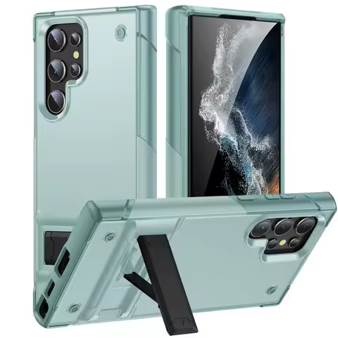 2 in 1 Armor Shockproof Phone Case For Samsung S23 Ultra S23 + Galaxy S22 Plus S21 S20 FE S10 Plus Hard Kickstand Holder Cover
