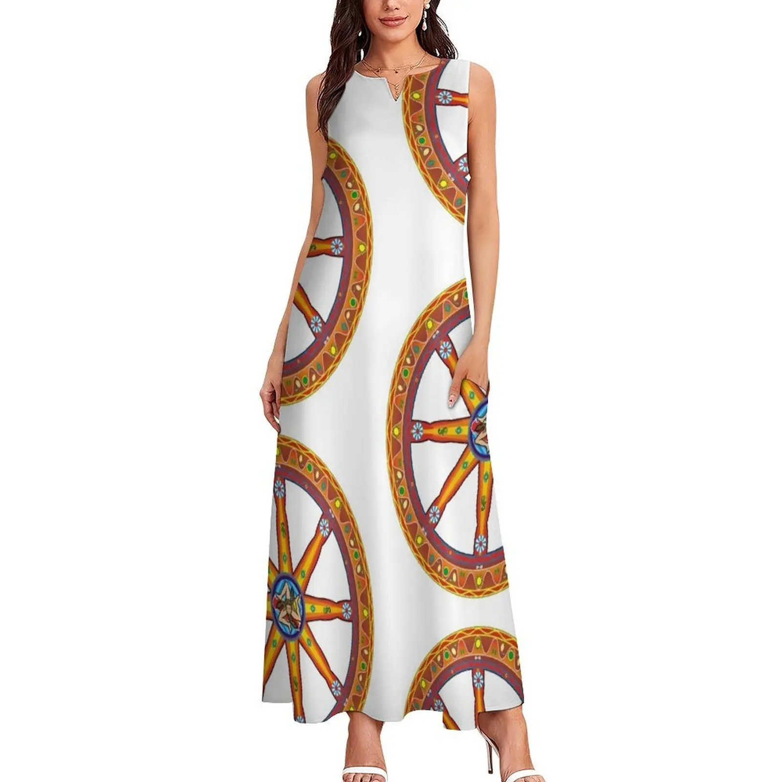 Sicilia ruota del Carretto Siciliano Vestido largo Ropa mujer vestidos de lujo